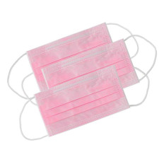 Маска защитная медицинская 3-х слойная 100 шт (Розовый)
