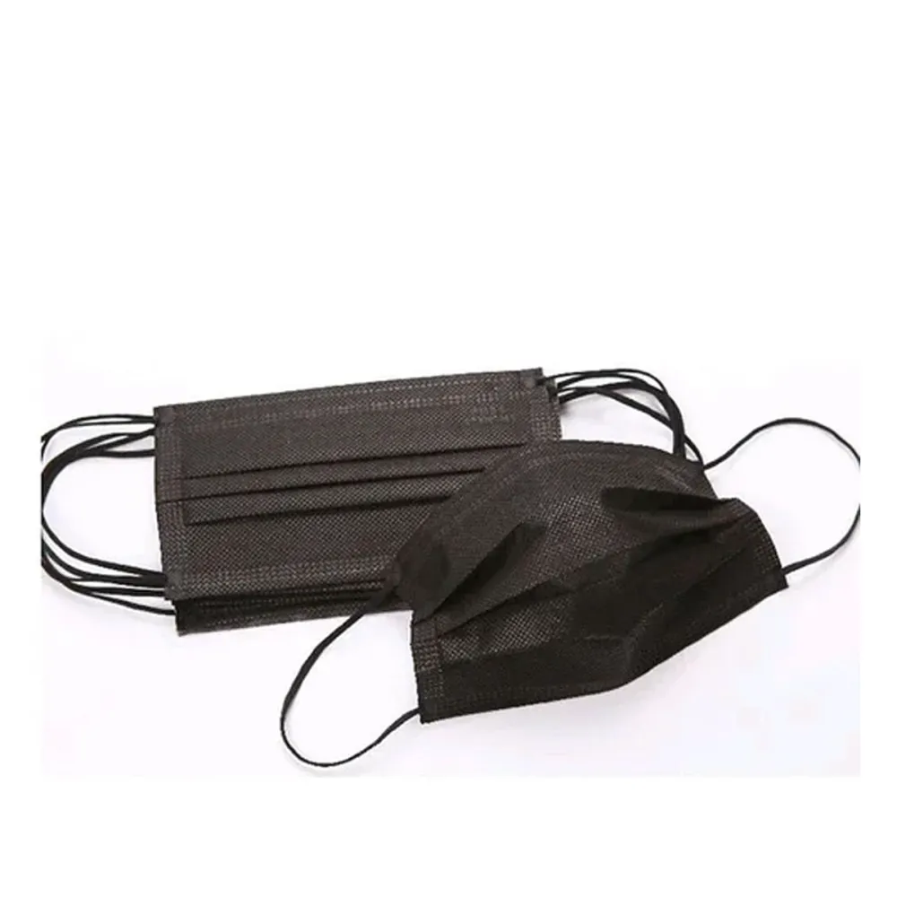 Маска защитная медицинская 3-х слойная 100 шт (Черный)