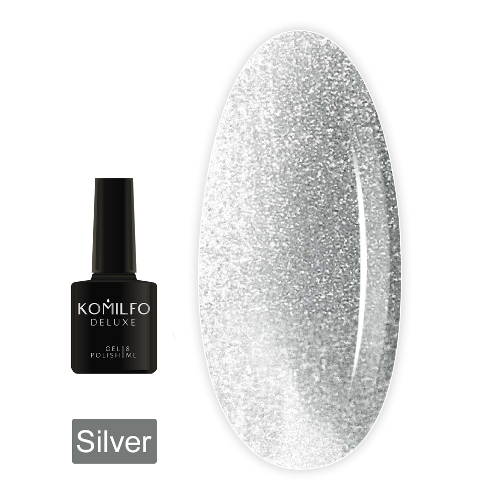 Гель-лак KOMILFO 9D Cats eye 8 мл (Silver)