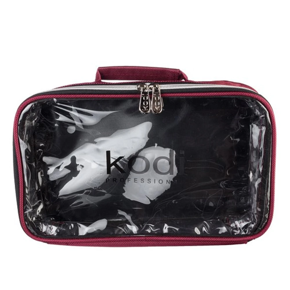 Косметичка KODI нейлон на змійці бордовий прозорий верх