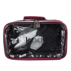 Косметичка KODI нейлон на змійці бордовий прозорий верх