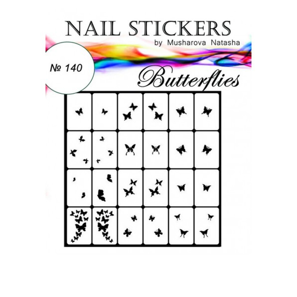 Трафареты-наклейки JVR Colours для nail art (140 бабочки)