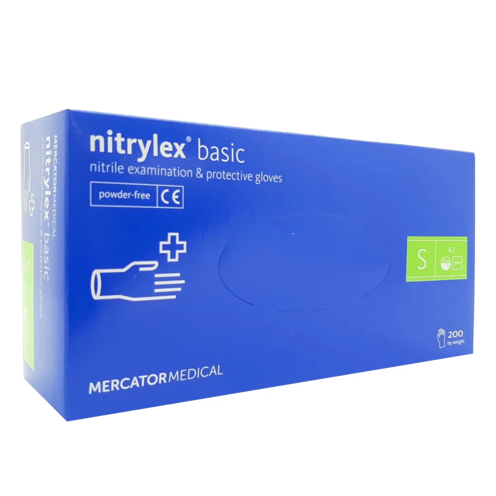 Перчатки нитрил без пудры Nitrylex BASIC Dark Blue 200 шт (S)