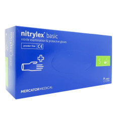 Рукавички нітрил без пудри Nitrylex BASIC Dark Blue 200 шт (S)