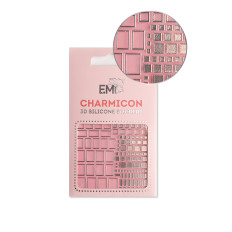Наклейки для нігтів E.MI Charmicon 3D Silicone Stickers (159 Квадрати срібло)