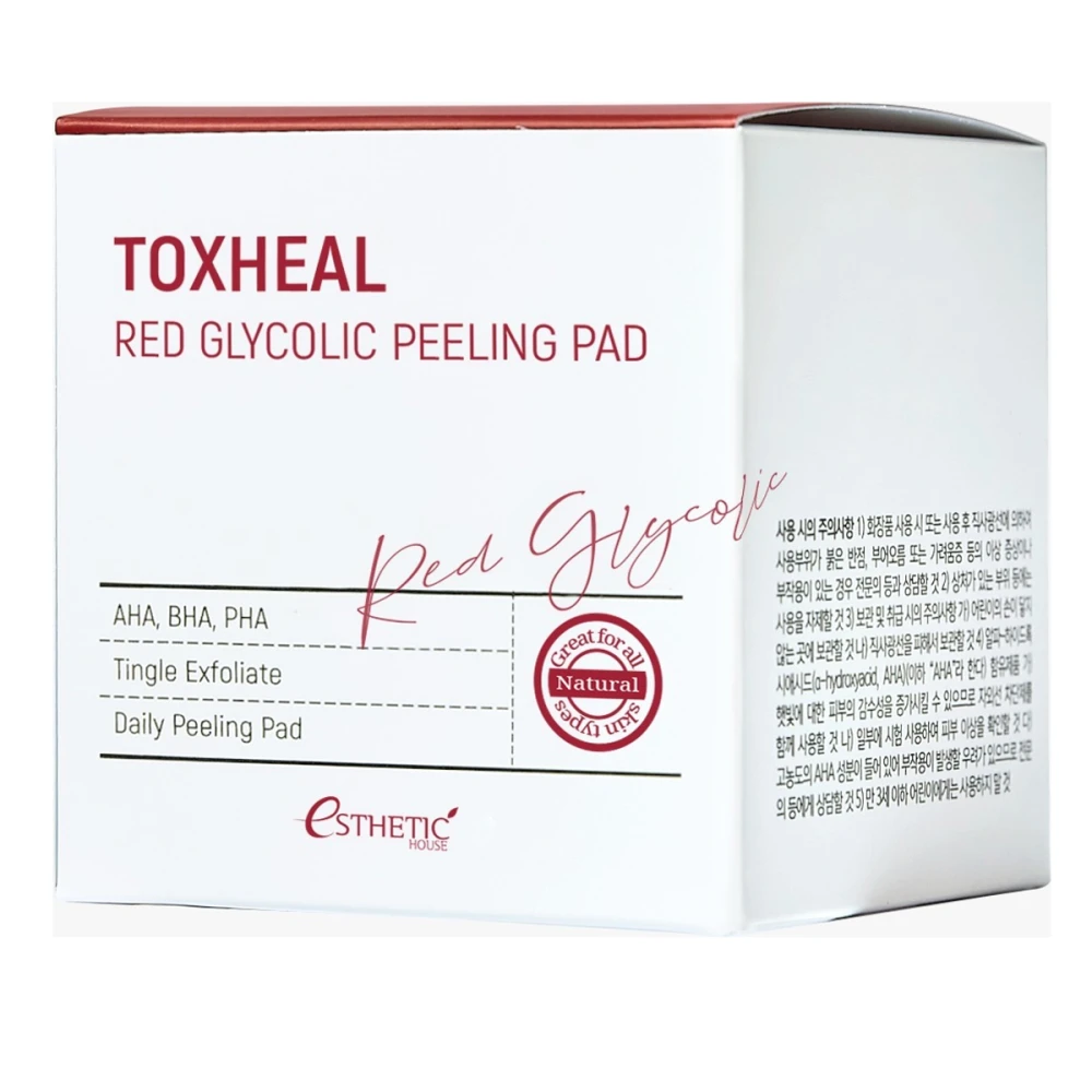 Пилинг-подушечки для лица Esthetic House Toxheal Red Glyucolic Peeling Pad 100 мл (100 шт)