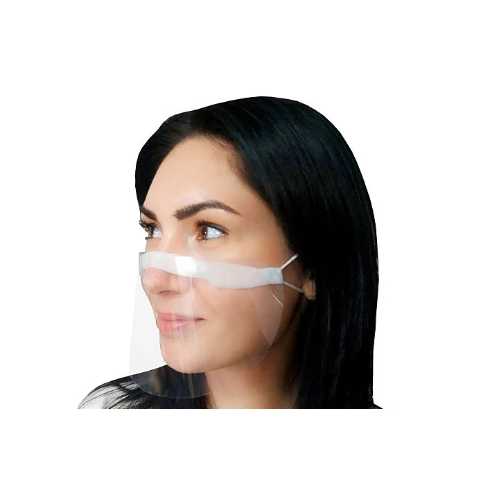 Маска защитная многоразовая пластиковая 1 шт (Черная лента)