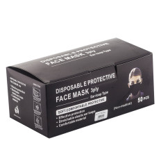 Маска защитная 3-х слойная медицинская 50 шт (Черная CHINA)