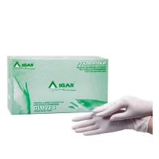 Перчатки латекс нестерильные опудренные IGAR белые 100 шт (S)