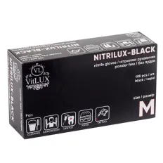 Перчатки нитриловые неопудренные текстурированные на пальцах NITRILUX Black 100 шт (M)