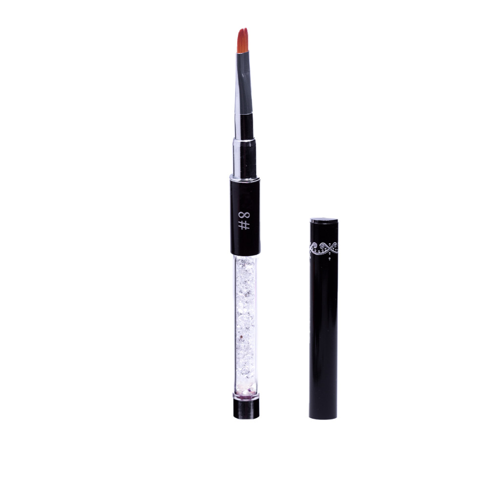 Кисть для геля № 8 овал с хрусталем черная