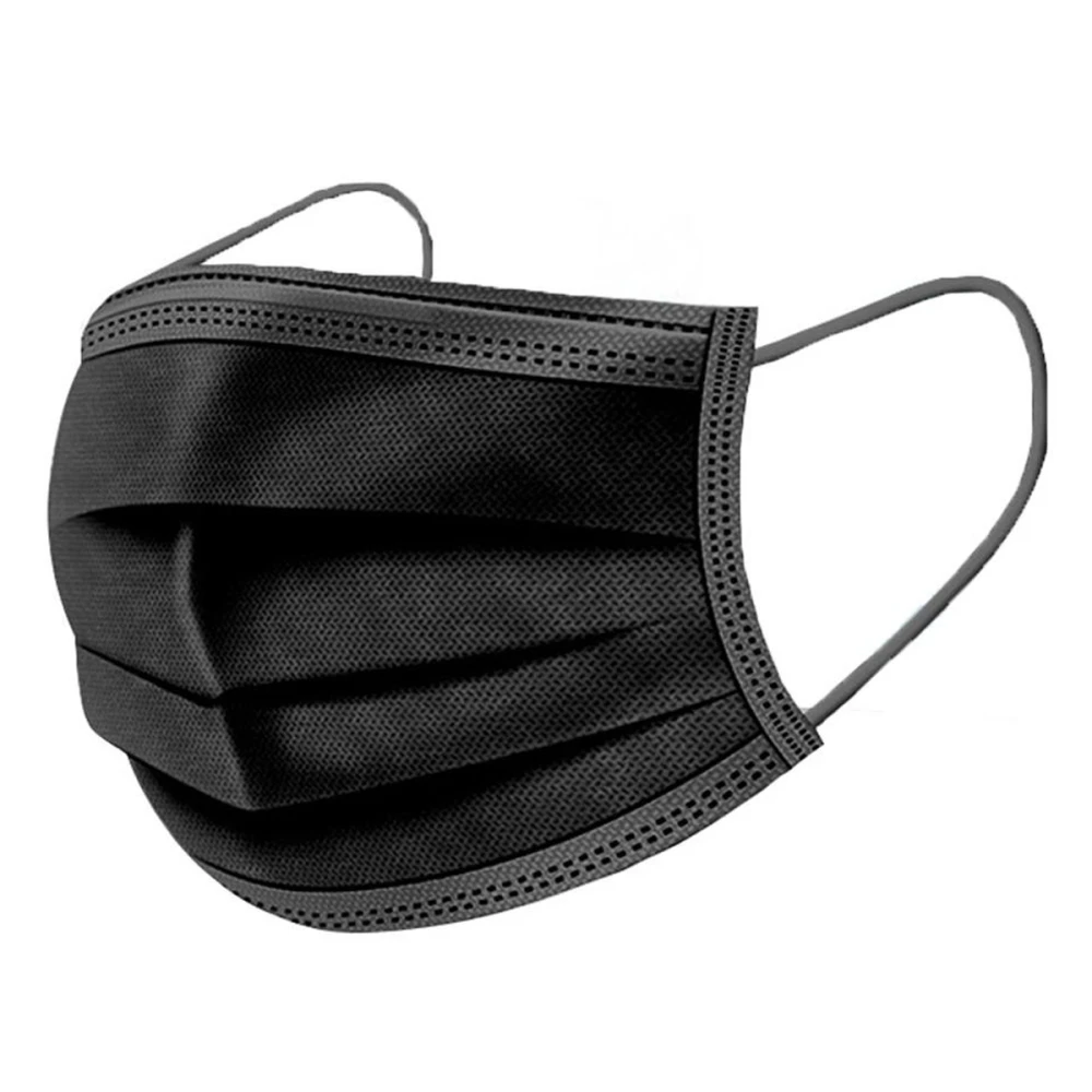 Маска защитная 3-х слойная медицинская 5 шт (Черная CHINA)