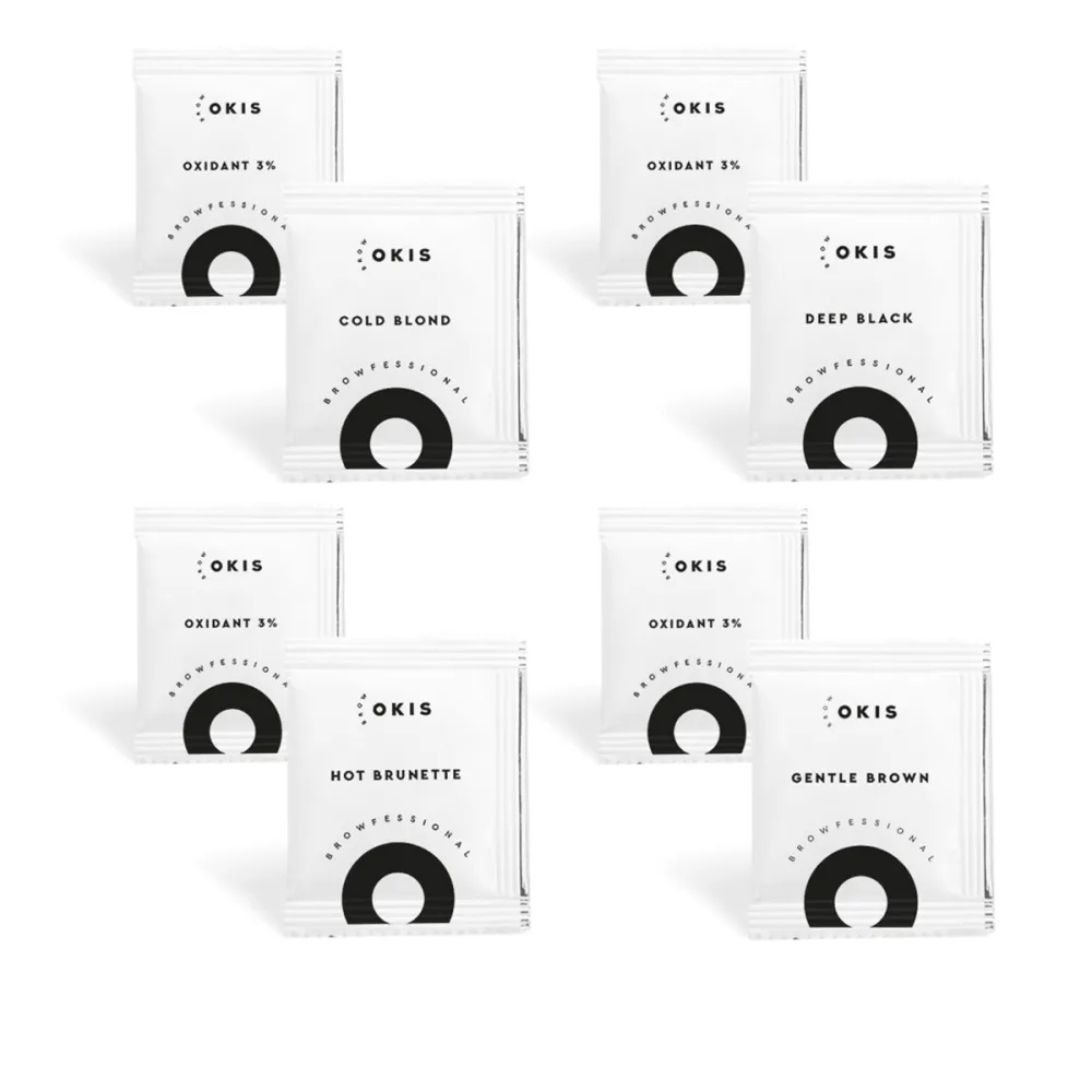 Набор краска-крем для бровей OKIS (окислитель + экстракт хны) (саше) 5 мл (Deep Black)