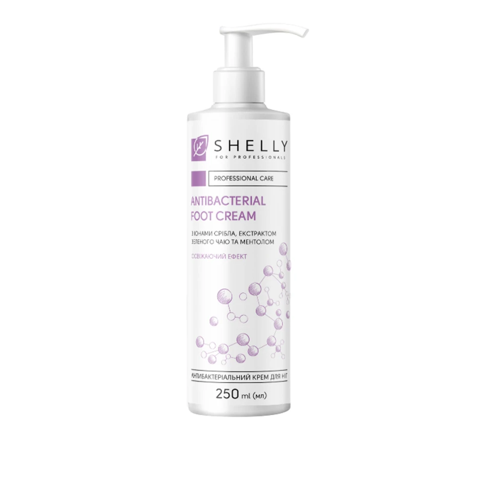 Крем Shelly антибактериальный для ног с ионами серебра, экстрактом зеленого чая и ментолом 250 мл