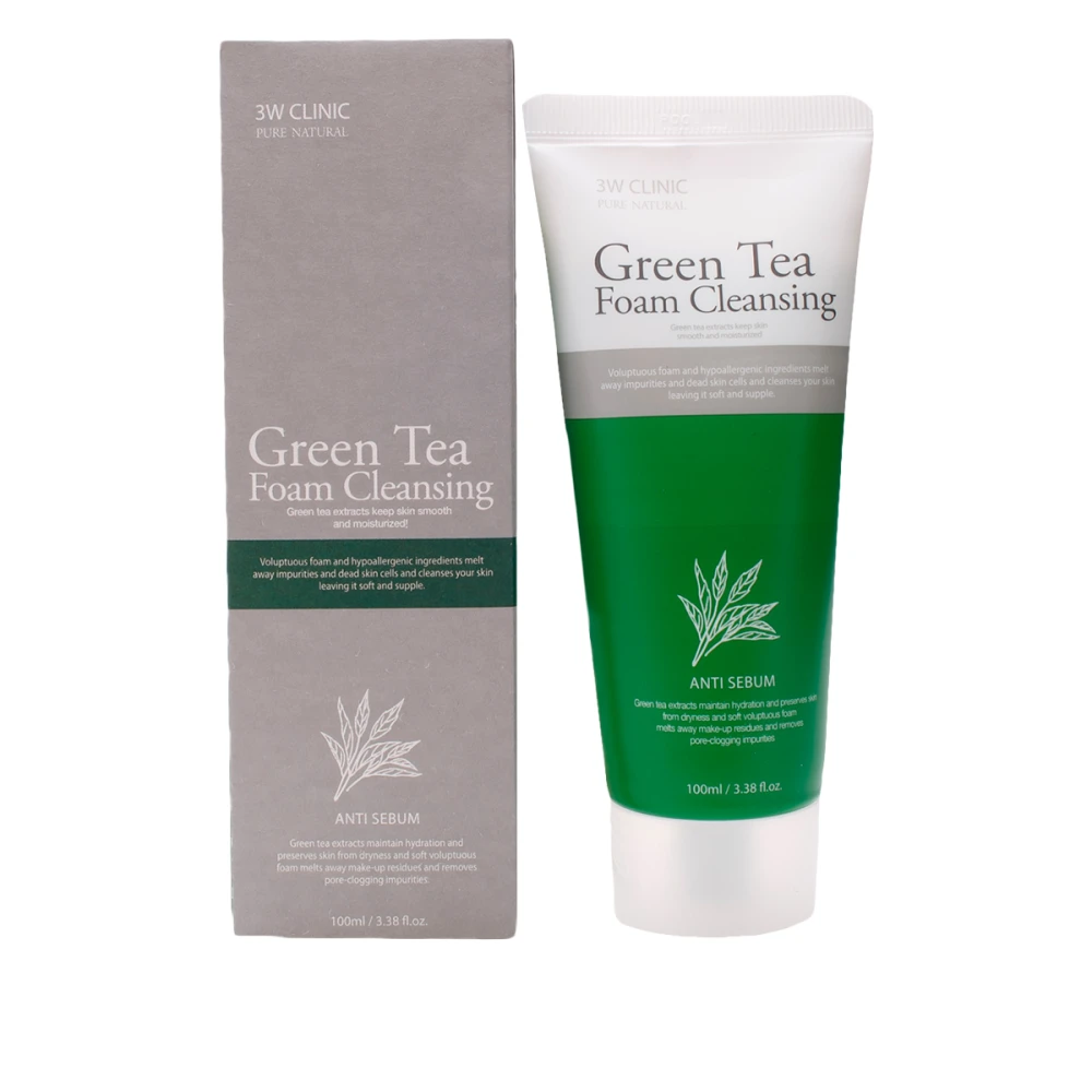 Пінка для вмивання зелений чай 3W CLINIC Green Tea Foam Cleansing 100 мл