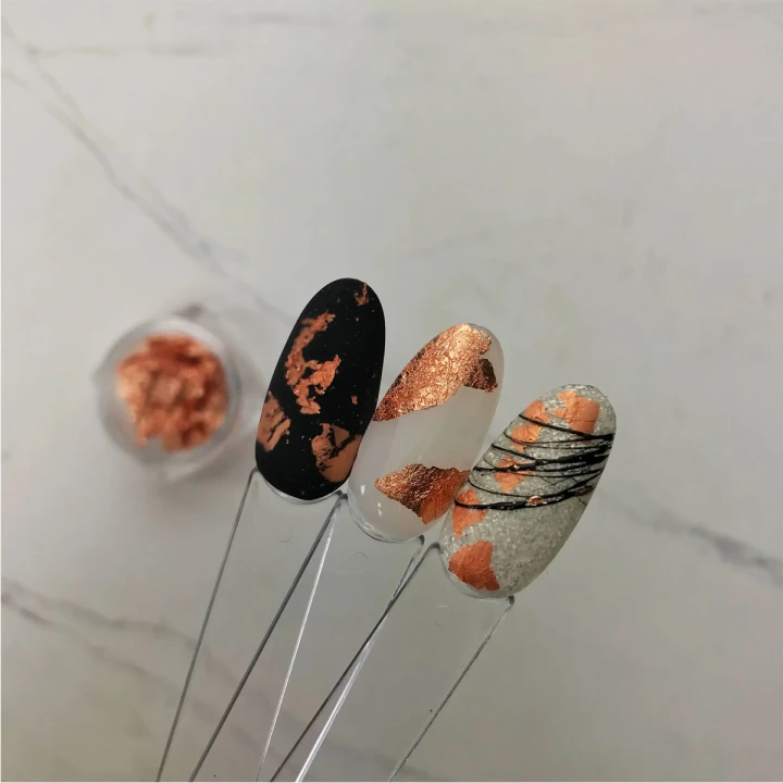 Фольга жата для нігтів KOMILFO в банці (Рожеве золото)