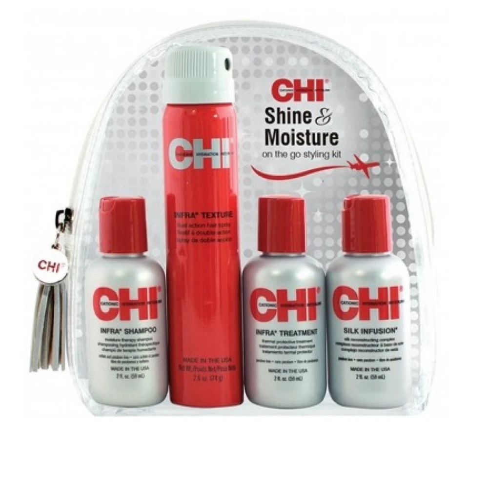 Набор CHI Shine & Moisture (шампунь+лак+маска+шелк)