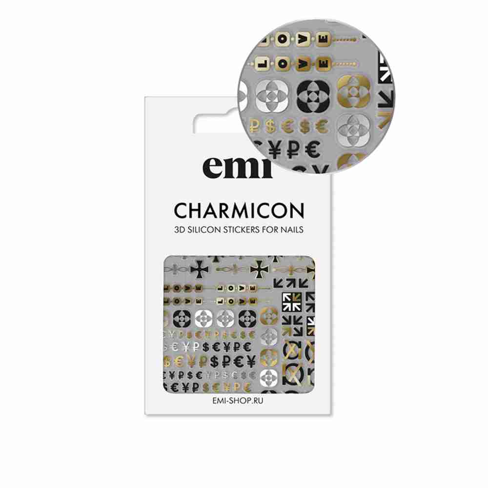 Наклейки для ногтей E.MI Charmicon 3D Silicone Stickers (174 Значки и символы)