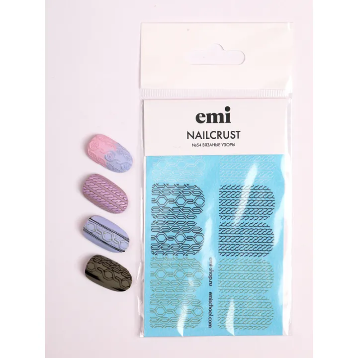 Трафарет-слайдер E.MI NailCrust (54 Вязанные узоры)