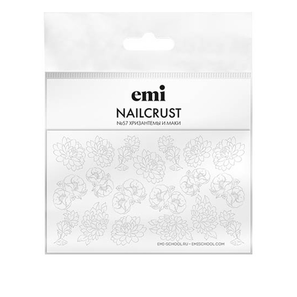Трафарет-слайдер E.MI NailCrust (57 Хризантеми та маки)