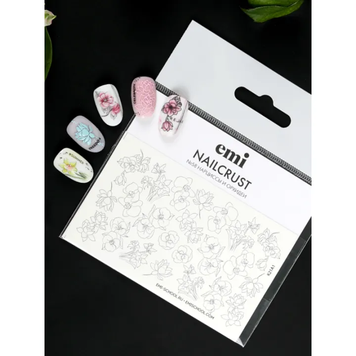 Трафарет-слайдер E.MI NailCrust (58 Нарциси та орхідеї)