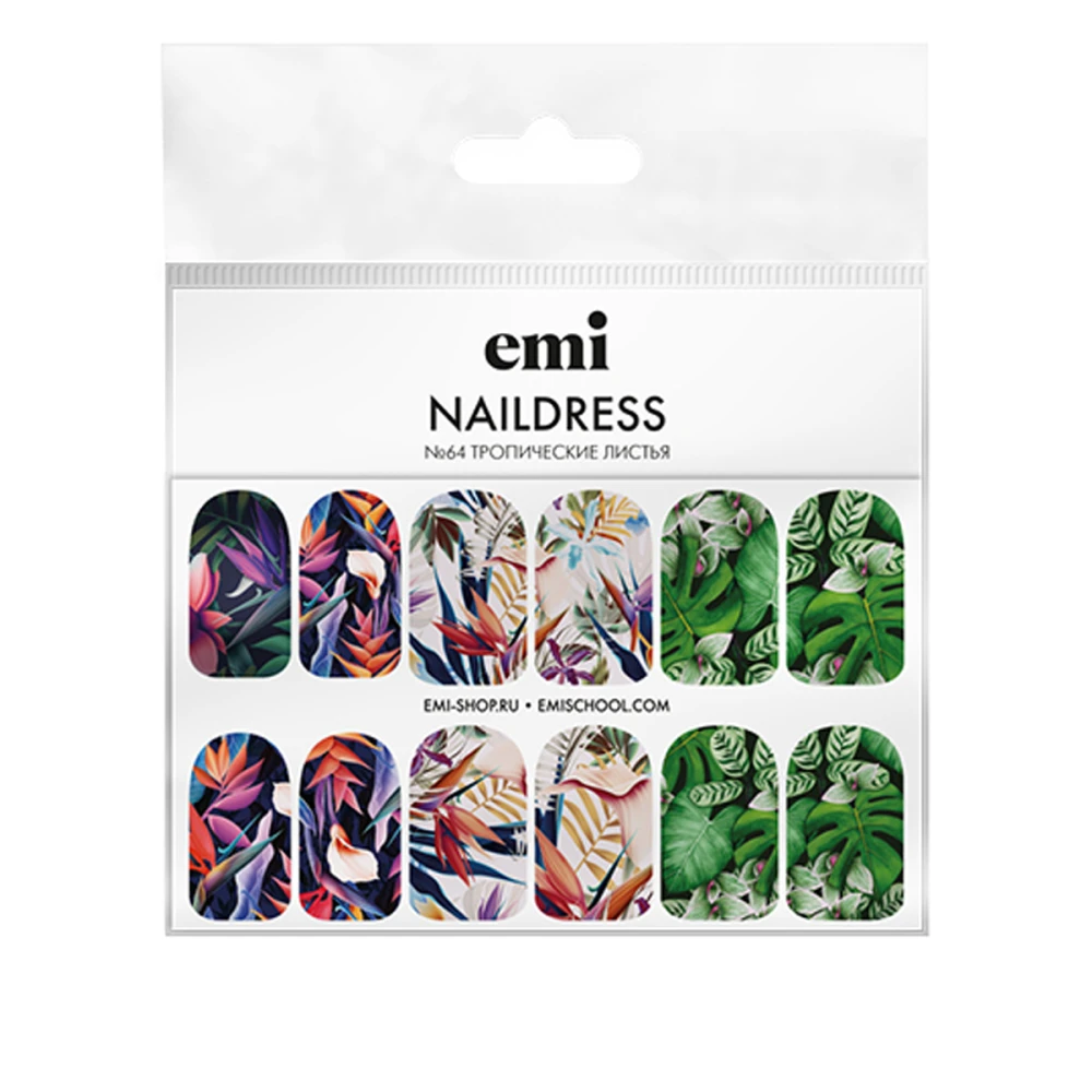 Слайдер-дизайн E.MI NailDress (64 Тропические листья)