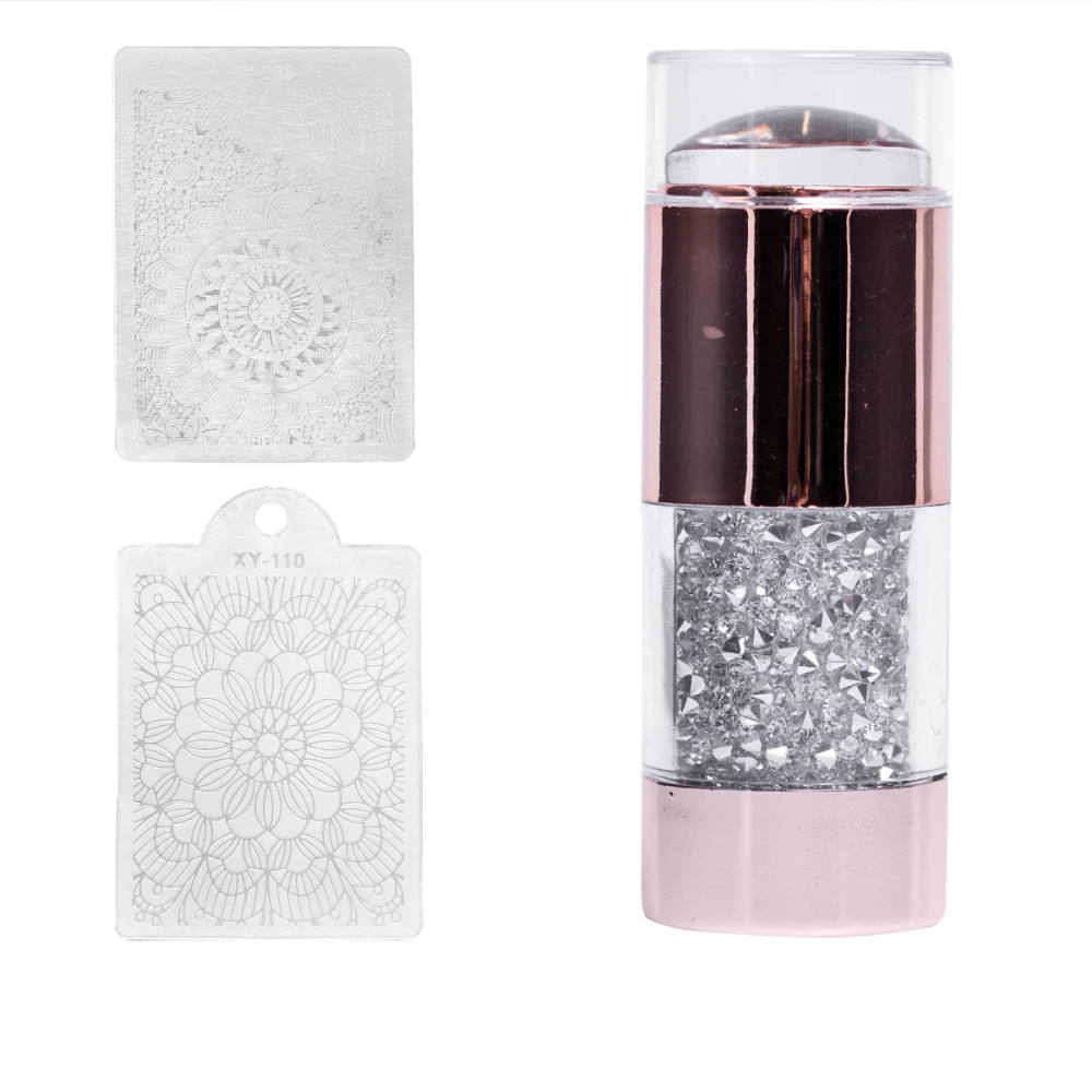 Набор для стемпинга односторонний с камнями (штамп+скребок)