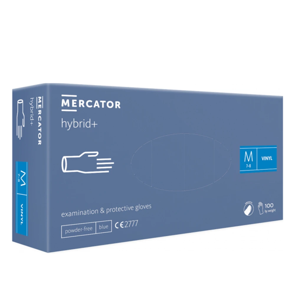 Перчатки виниловые неопудренные Mercator hybrid+ 100 шт (M)