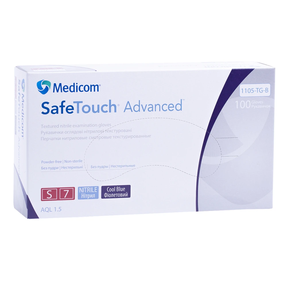 Перчатки нитрил без пудры нестерильные SafeTouch Advanced Violet 100 шт р S