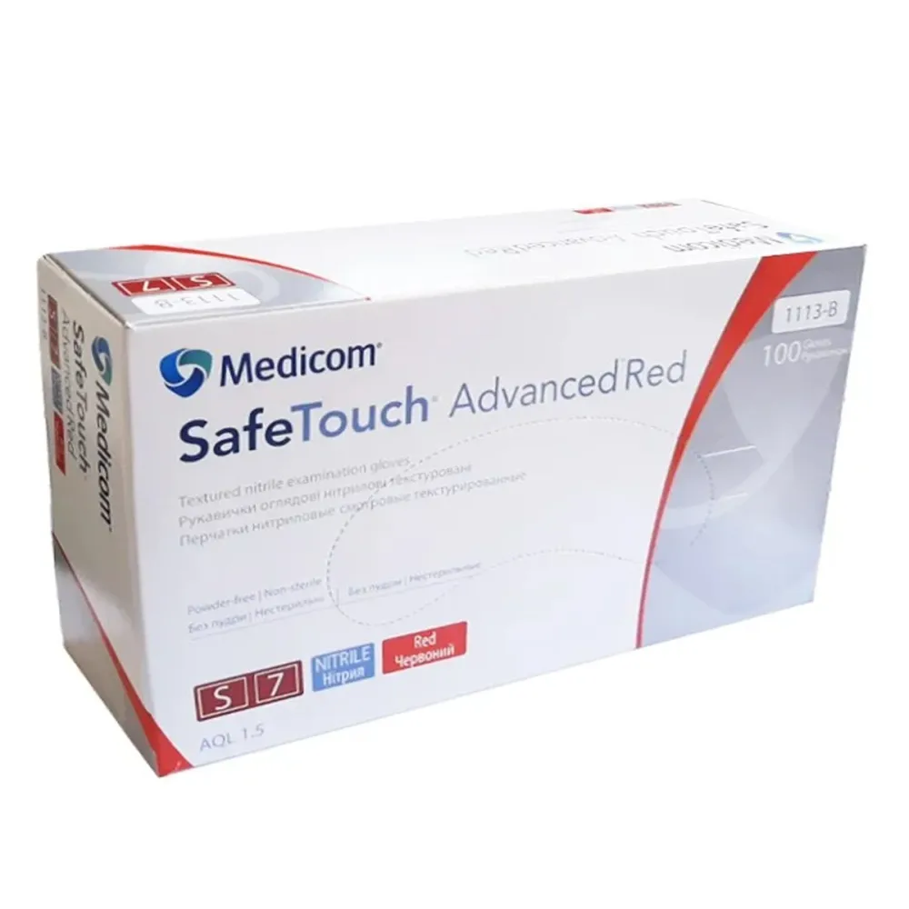 Рукавички нітрил без пудри нестерильні Medicom SafeTouch Advanced Red 100 шт р S