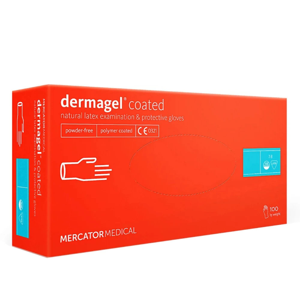 Перчатки латексные неопудренные Dermagel Coated 100 шт (XS)
