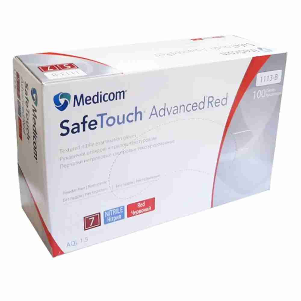 Перчатки нитрил без пудры нестерильные Medicom SafeTouch Advanced Red 100 шт р M