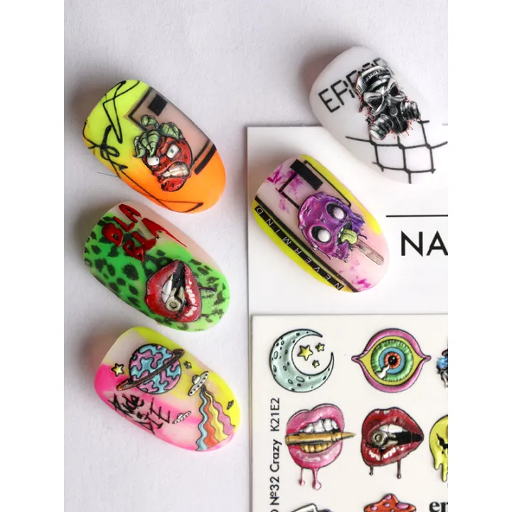 Трафарет-слайдер E.MI 5D NailCrust (№32 Crazy)