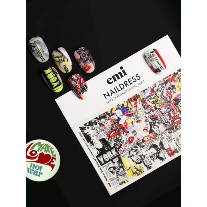 Слайдер-дизайн E.MI NailDress (73 Газетный принт цвет)