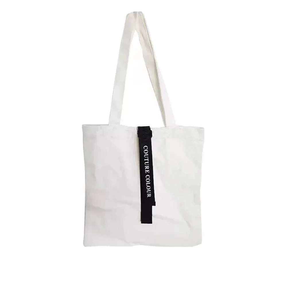 Сумка COUTURE бело-черная с лентой