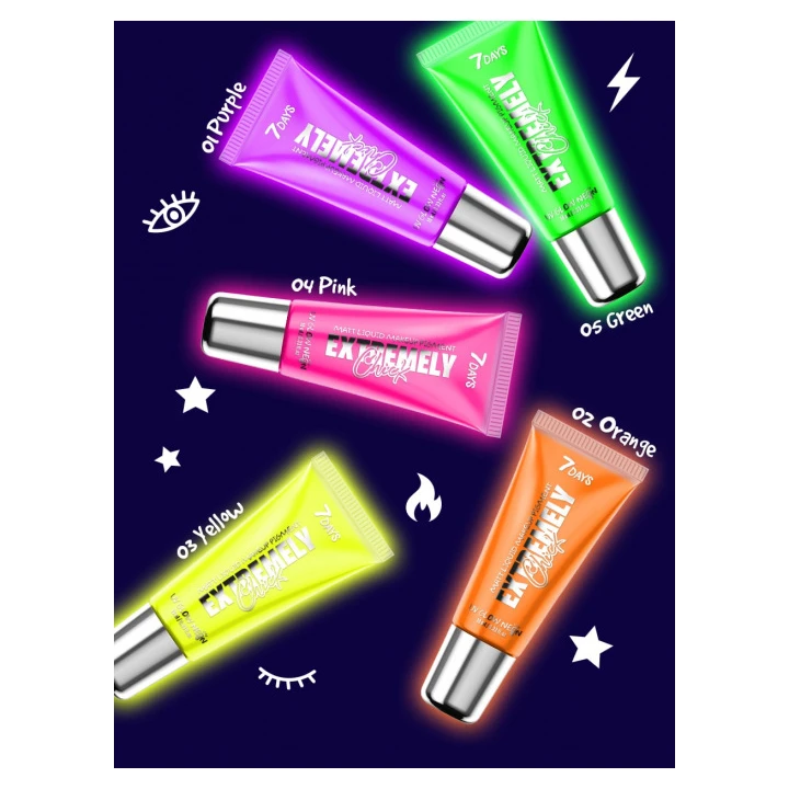 Пигмент жидкий матовый для макияжа 7 Days Extremely Chick Neon 10 мл (05 Green)
