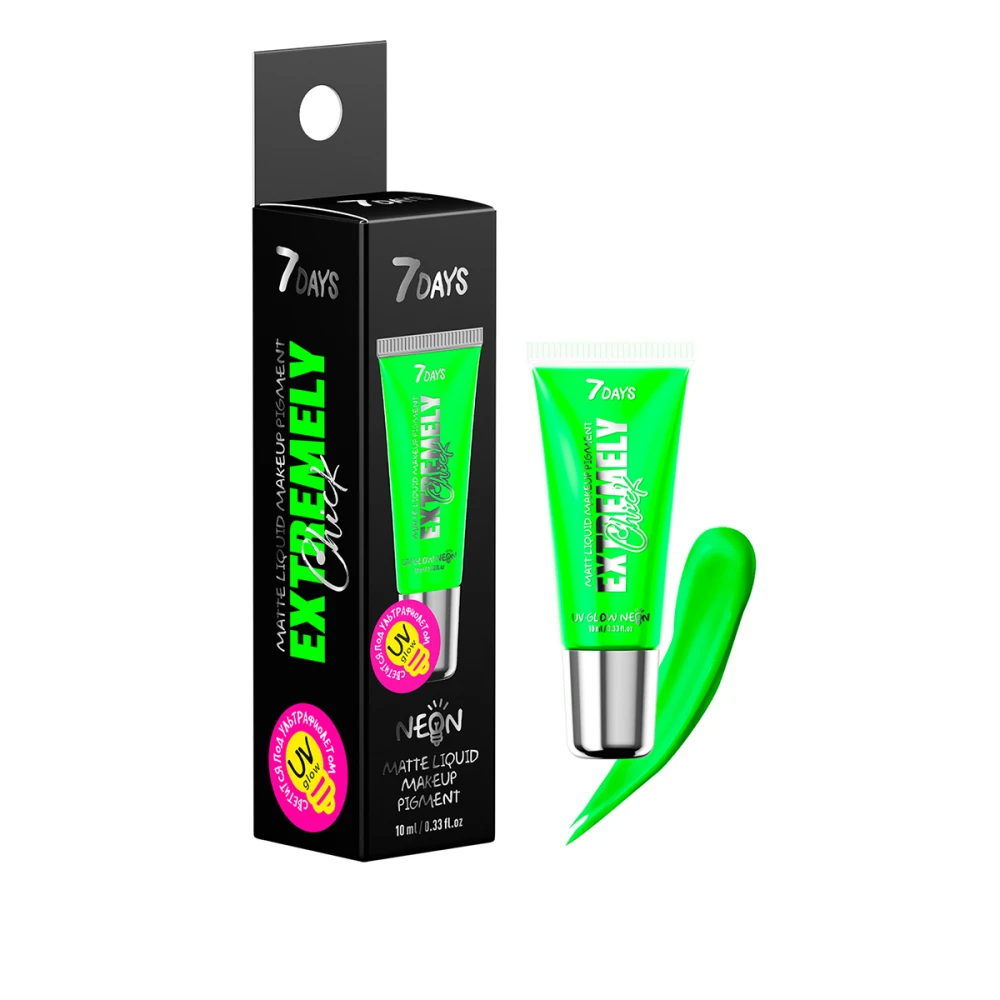 Пигмент жидкий матовый для макияжа 7 Days Extremely Chick Neon 10 мл (05 Green)