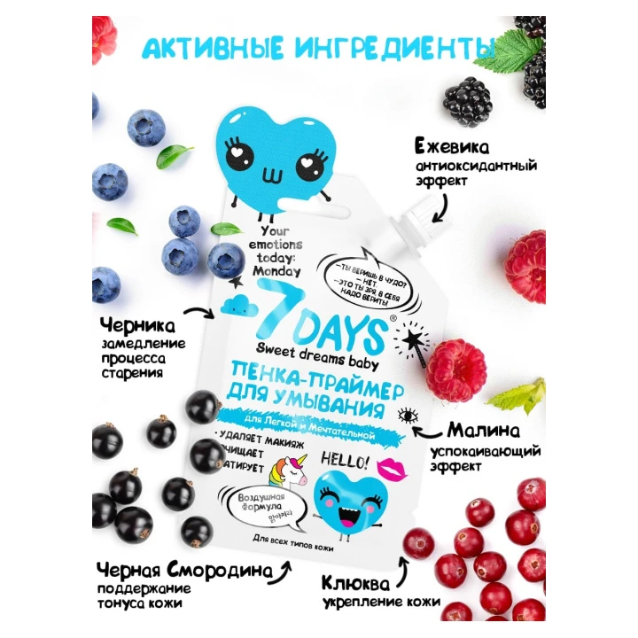 Пенка-праймер для умывания 7 Days Воздушная формула Your Emotions Today 25 мл