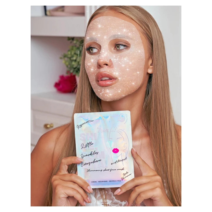 Маска для лица мерцающая с голографическим шиммером 7 Days Hipnotic Shine Bombita! 25 г