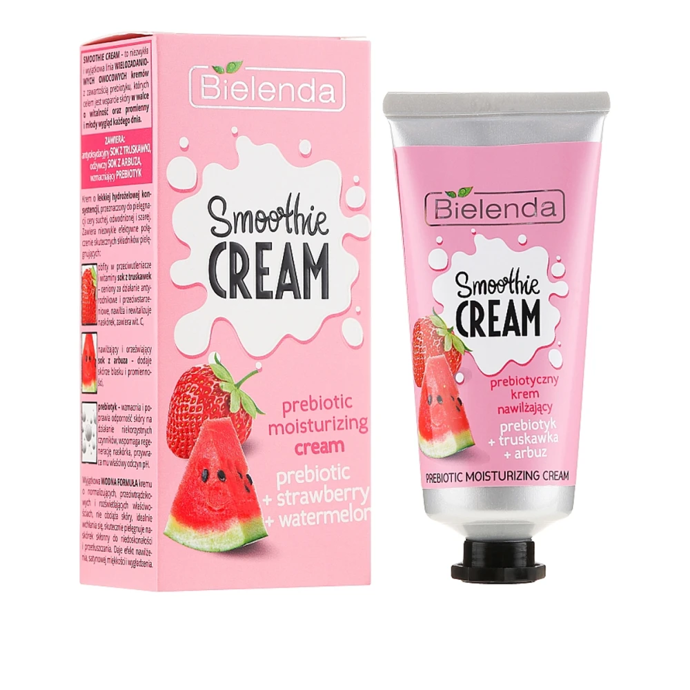 Крем BIELENDA Smoothie Cream для лица увлажняющий пребиотик клубника арбуз 50 мл