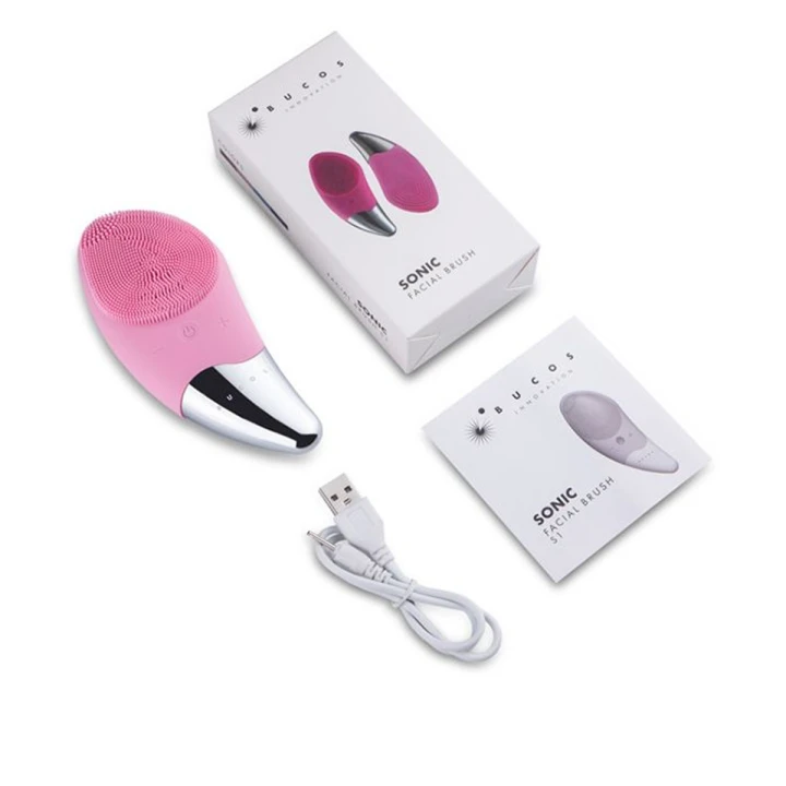 Щетка очищающая для лица Bucos Sonic Facial Brush S1 (Пастельно-розовая)