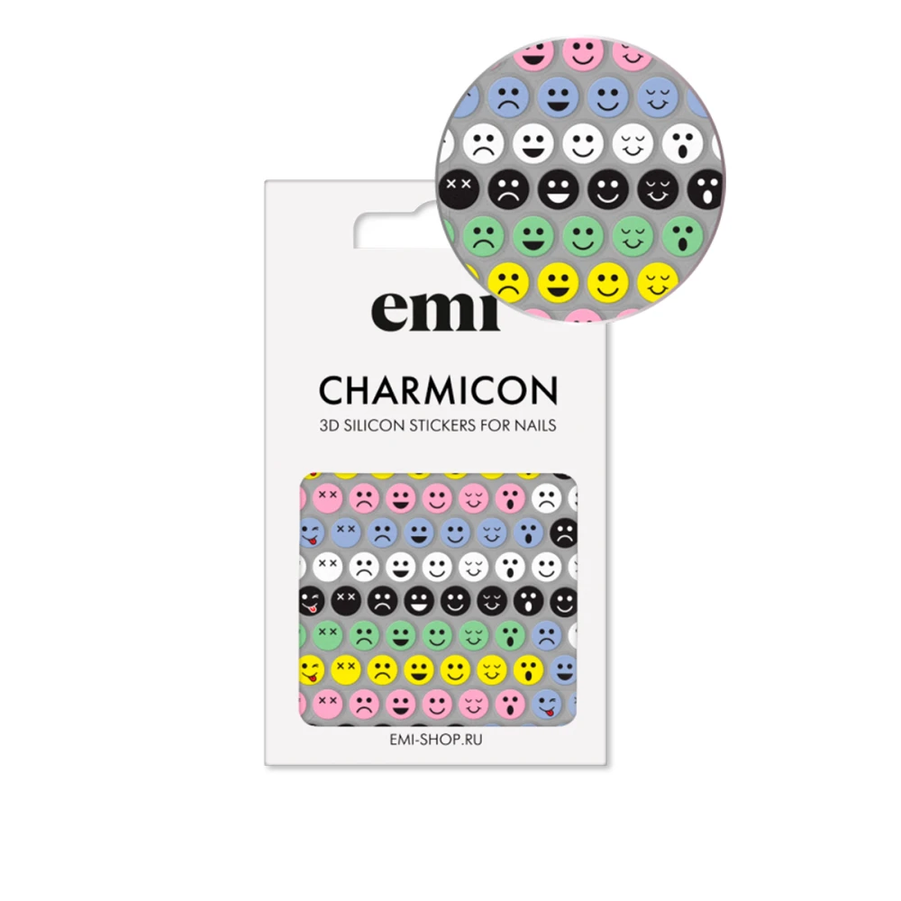 Наклейки для нігтів E.MI Charmicon 3D Silicone Stickers (197 Кольорові смайлики)