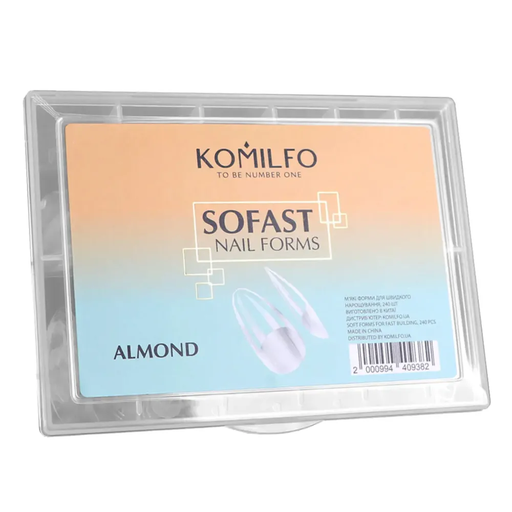 Формы KOMILFO SoFast мягкие для быстрого наращивания ногтей 240 шт (Almond (миндаль))