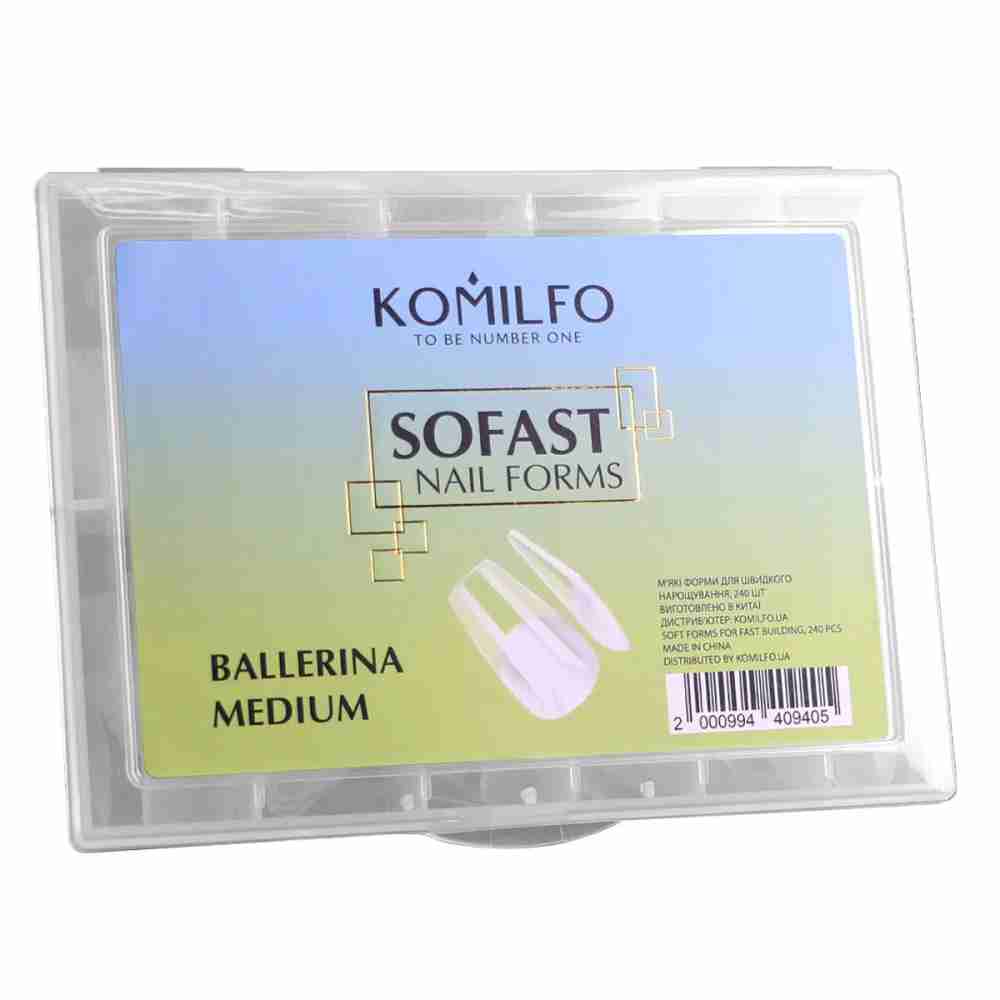 Формы KOMILFO SoFast мягкие для быстрого наращивания ногтей 240 шт (Ballerina Medium)