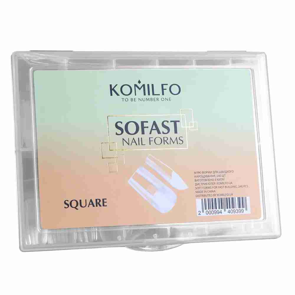 Форми KOMILFO SoFast мякі для швидкого нарощування нігтів 240 шт (Square)