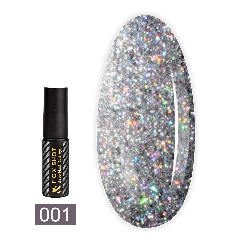 База для гель-лаку світловідбивна FOX Base Flash Cat Eye 5 мл (001)