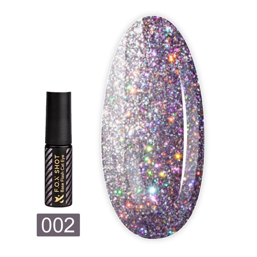 База для гель лака светоотражающая FOX Base Flash Cat Eye 5 мл (002)