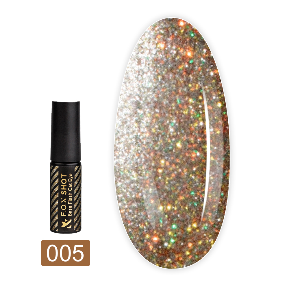 База для гель лака светоотражающая FOX Base Flash Cat Eye 5 мл (005)