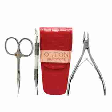 Набор инструментов красный OLTON (накожницы S+ножницы 100мм+топор-лопатка)
