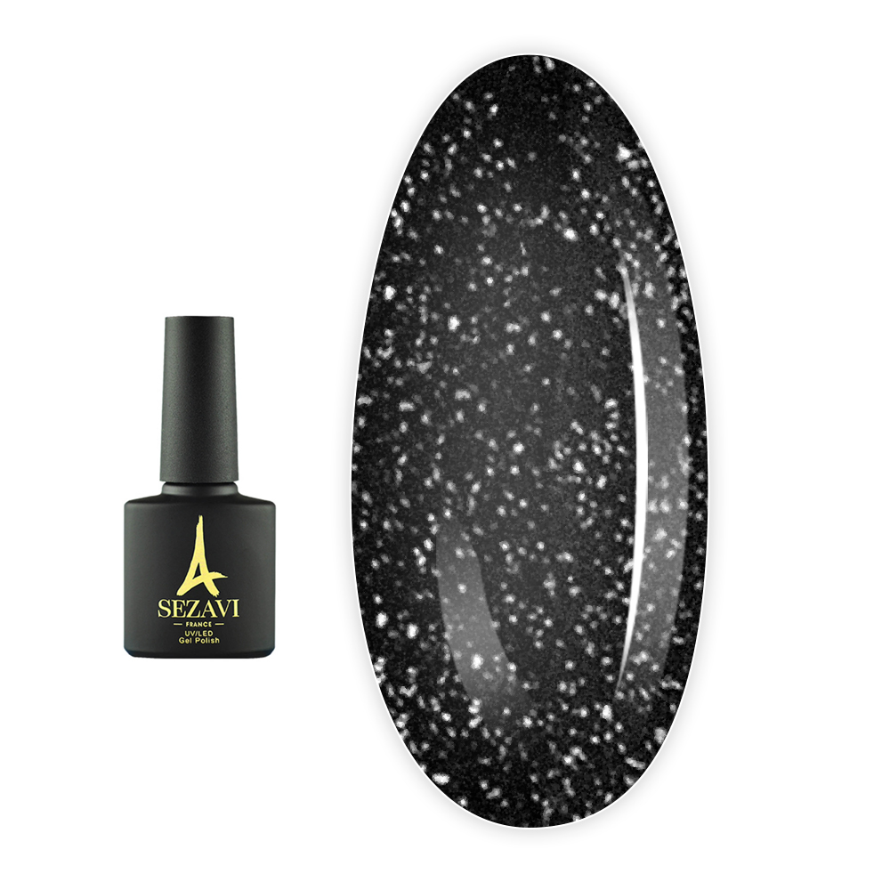 Топ Sezavi Glitter для гель лака универсальный с мелким шимером 8 мл (Silver)